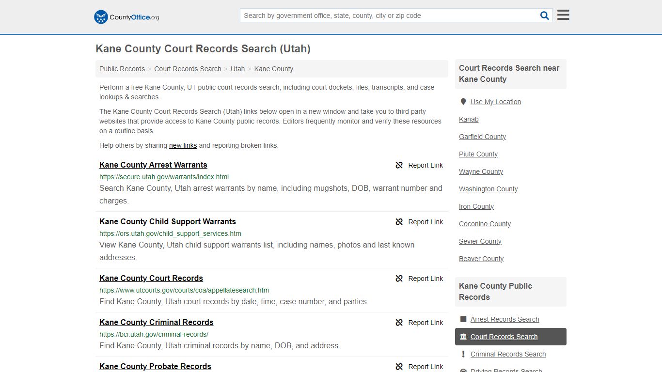 Kane County Court Records Search (Utah) - County Office